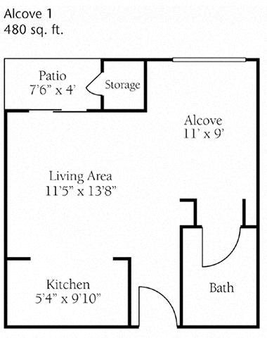 Studio Floor Plan Studio Floor Plan at Cogir of Northgate, Seattle